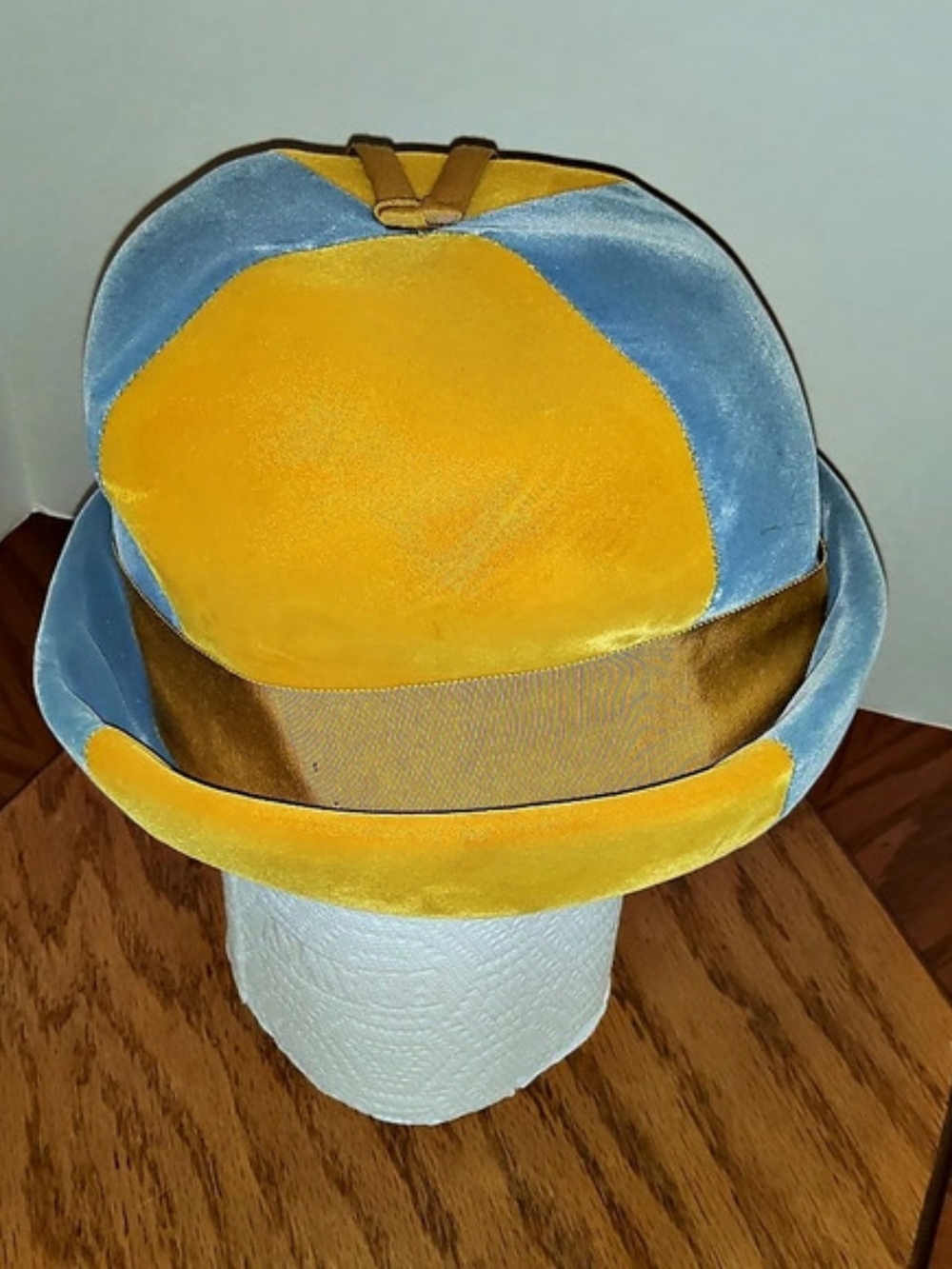 Color Block Fedora Hat in Yellow & Blue Like New
